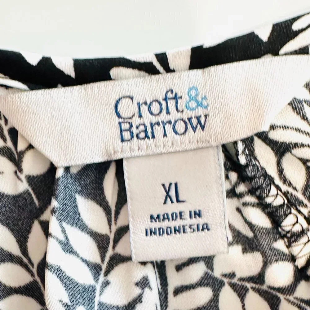 NWT CROFT & BARROW Women Short Sleeve Pullover Casual Black Floral Shirt Size XL - Picture 12 of 14